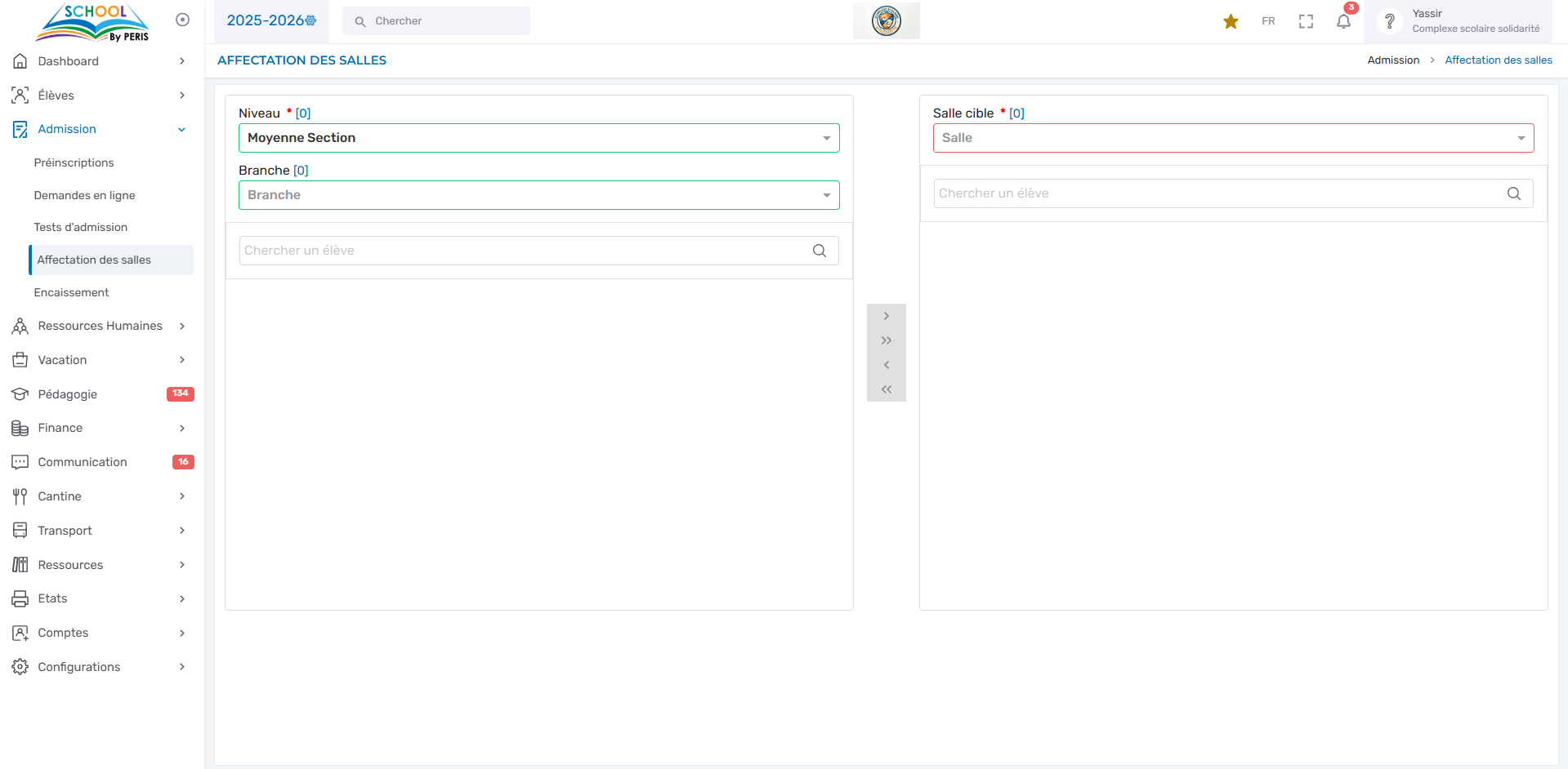 Affectation des élèves aux salles d'examen — PERIS SCHOOL